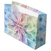 独自の虹のクリスマススノーフレークを作成 ラージペーパーバッグ (正面アングル)