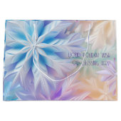 独自の虹のクリスマススノーフレークを作成 ラージペーパーバッグ (正面)