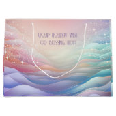 独自の虹のクリスマススノーボードを作成 ラージペーパーバッグ (正面)