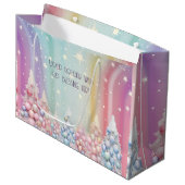 独自の虹のクリスマスツリーと星を作成 ラージペーパーバッグ (正面アングル)