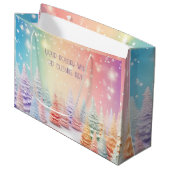 独自の虹のクリスマスツリーの森を作成 ラージペーパーバッグ (正面アングル)