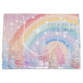 独自の虹のクリスマスツリーを作成 ラージペーパーバッグ (正面)