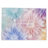 独自の虹のクリスマスフラワーを作成 ラージペーパーバッグ (裏面)