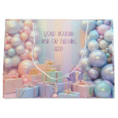 独自の虹のクリスマスボードボールを作成する ラージペーパーバッグ (正面)