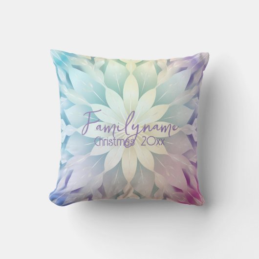 独自の虹のクリスマスマンダラを作成 クッション (正面)