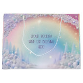 独自の虹のクリスマスワンダーランドを作成 ラージペーパーバッグ (正面)