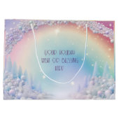 独自の虹のクリスマスワンダーランドを作成 ラージペーパーバッグ (裏面)