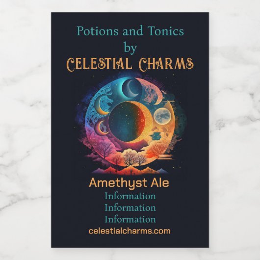 独自の虹の月と山を作成 ワインラベル (シングルラベル)