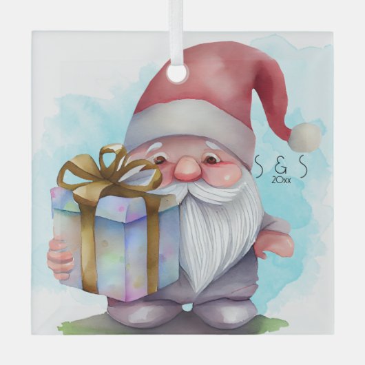 独自の虹の現在のクリスマス格言を作成 ガラスオーナメント (正面)