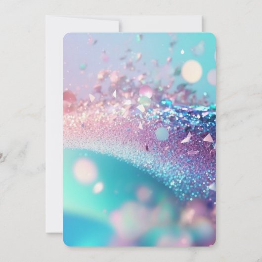 独自の虹色のピンクとシアンを作成結婚する 招待状 (裏面)