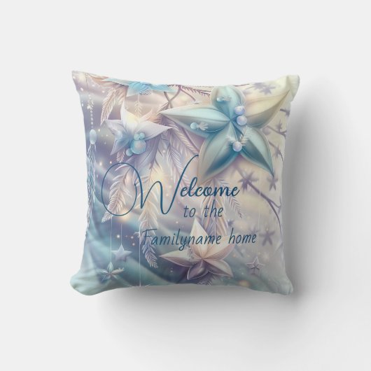 独自の虹色の星と真珠を作成 クッション (正面)