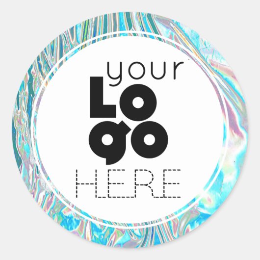 独自の虹色の液体フォイルフェイクロゴを作成する ラウンドシール (正面)