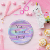 独自の虹色ホログラフィフェイクック液体の作成 ペーパープレート (パーティー)