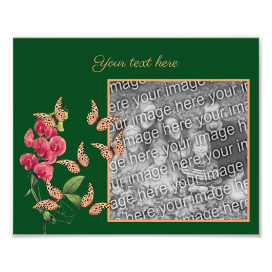 独自の蝶と花のフレームを作成8 x 10 フォトプリント (正面)