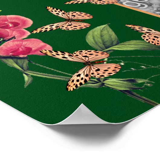 独自の蝶と花の写真を作成する ポスター (角)