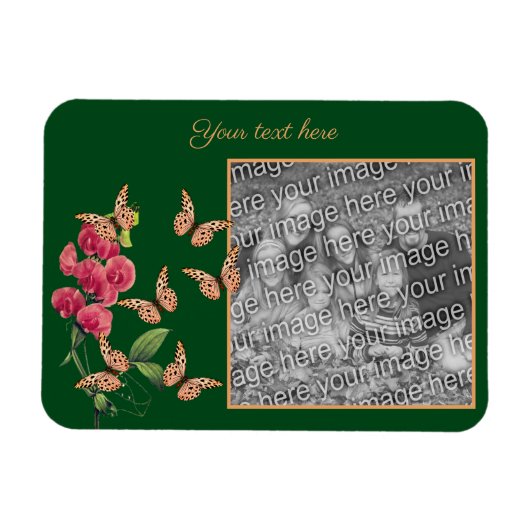 独自の蝶と花の写真を作成する マグネット (横)