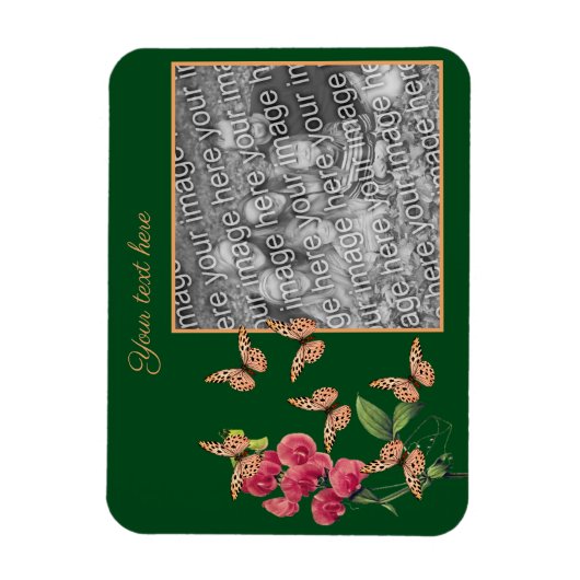 独自の蝶と花の写真を作成する マグネット (縦)