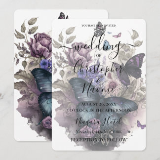 独自の蝶の花の花束を作成ヴィンテージ 招待状