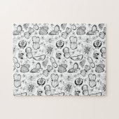 独自の蝶を白黒で色付け ジグソーパズル (横)