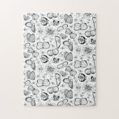 独自の蝶を白黒で色付け ジグソーパズル (縦)