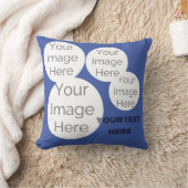 独自の装飾用クッションコラージュ文字青を作成 クッション (ブランケット)