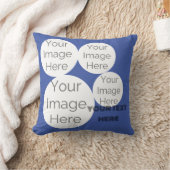 独自の装飾用クッションフォト文字テンプレート青を作成 クッション (ブランケット)