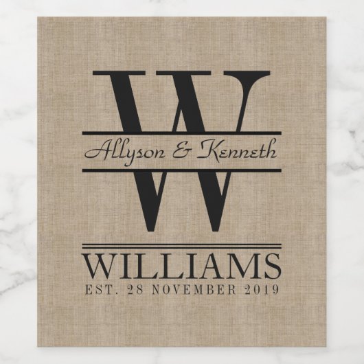 独自の記念日ロゴシンプルモノグラムの作成 ワインラベル (シングルラベル)