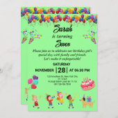 独自の誕生日パーティカラフル招待状の作成 招待状 (正面/裏面)