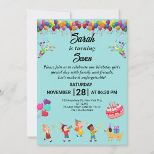 独自の誕生日パーティカラフル招待状の作成 招待状
