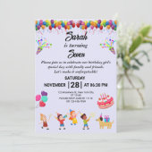 独自の誕生日パーティカラフル招待状の作成 招待状 (スタンド正面)