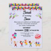 独自の誕生日パーティカラフル招待状の作成 招待状 (正面/裏面)