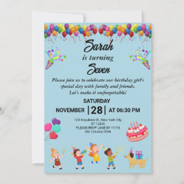 独自の誕生日パーティカラフル招待状の作成 招待状