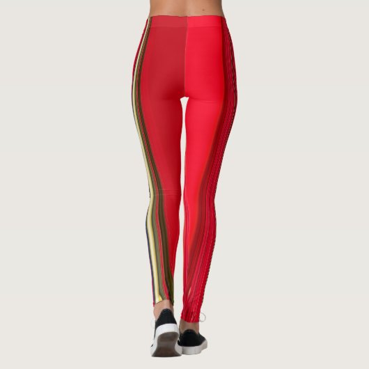 独自の赤いお洒落プリント素晴らしの作成 レギンス (裏面)