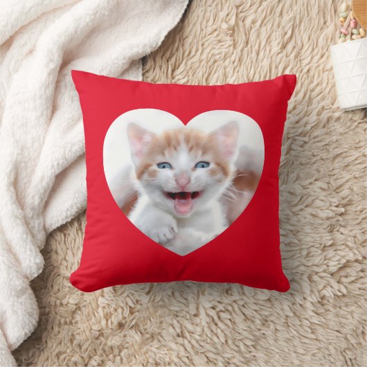 独自の赤いハート写真の縁ど作成 クッション (ブランケット)