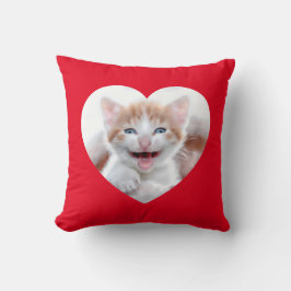 独自の赤いハート写真の縁ど作成 クッション