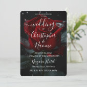 独自の赤いバラ独身のと水を作成クローズアップ 招待状 (スタンド正面)