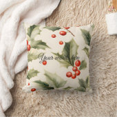 独自の赤いホリーエレガントクリームを作成する クッション (ブランケット)