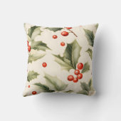 独自の赤いホリーエレガントクリームを作成する クッション (裏面)