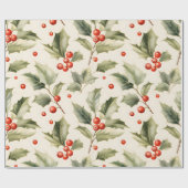 独自の赤いホリーエレガントクリームを作成する ラッピングペーパー (フラット)