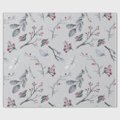 独自の赤いホリーエレガントグレーを作成 ラッピングペーパー (フラット)