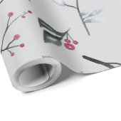 独自の赤いホリーエレガントグレーを作成 ラッピングペーパー (ロールコーナー)