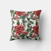 独自の赤いポインセチアとホリーホワイトを作成 クッション (裏面)