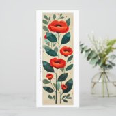 独自の赤いポピー絵を描ズブックマークカードの作成 (スタンド正面)
