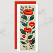 独自の赤いポピー絵を描ズブックマークカードの作成 (正面/裏面)