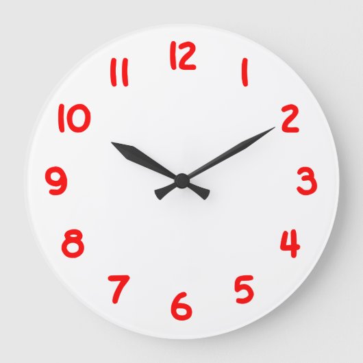 独自の赤い番号を作成 ラージ壁時計 (正面)