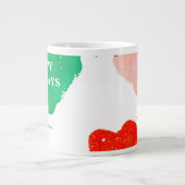 独自の赤い緑の水彩のホリデーマグ ジャンボコーヒーマグカップ (正面)