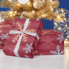 独自の赤い雪片を作ストライプの成 ラッピングペーパー