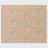 独自の赤とピンクのヒョウ印刷グリーンを作成する ラッピングペーパー (フラット)