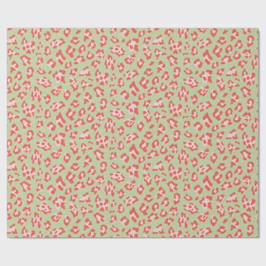 独自の赤とピンクのヒョウ印刷グリーンを作成する ラッピングペーパー (フラット)