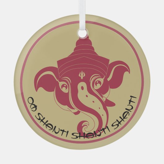 独自の赤と金ゴールドGaneshの作成 ガラスオーナメント (正面)
